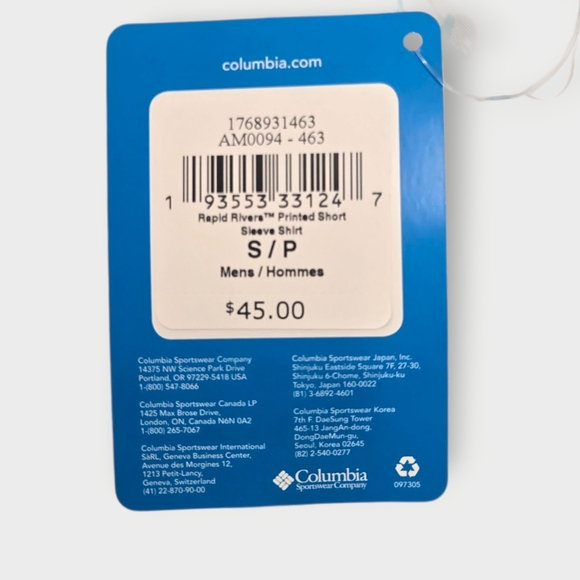 NWT Columbia Rapid Rivers Printed Short Sleeve Shirt Hawaiian Palm Blue Small - Picture 5 of 11